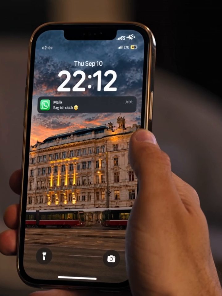 Handy-Sperrbildschirm um 22:12 Uhr